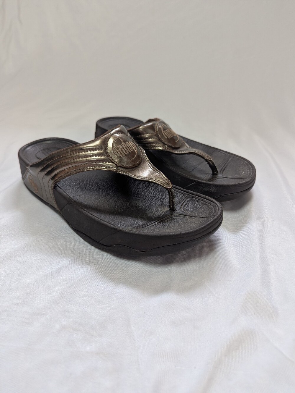 Fitflop Walkstar Bronze Slip On Thong Flipflop Sandals Women's 6 READ